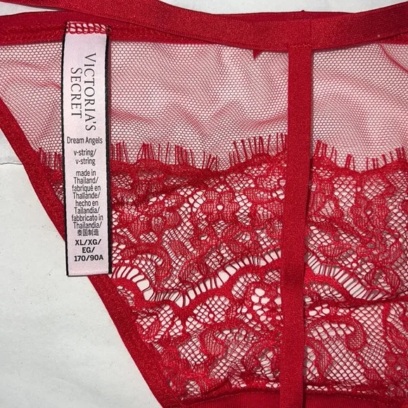 Victoria's Secret VString Mesh & Lace Red THONG Panty XL - Picture 9 of 12